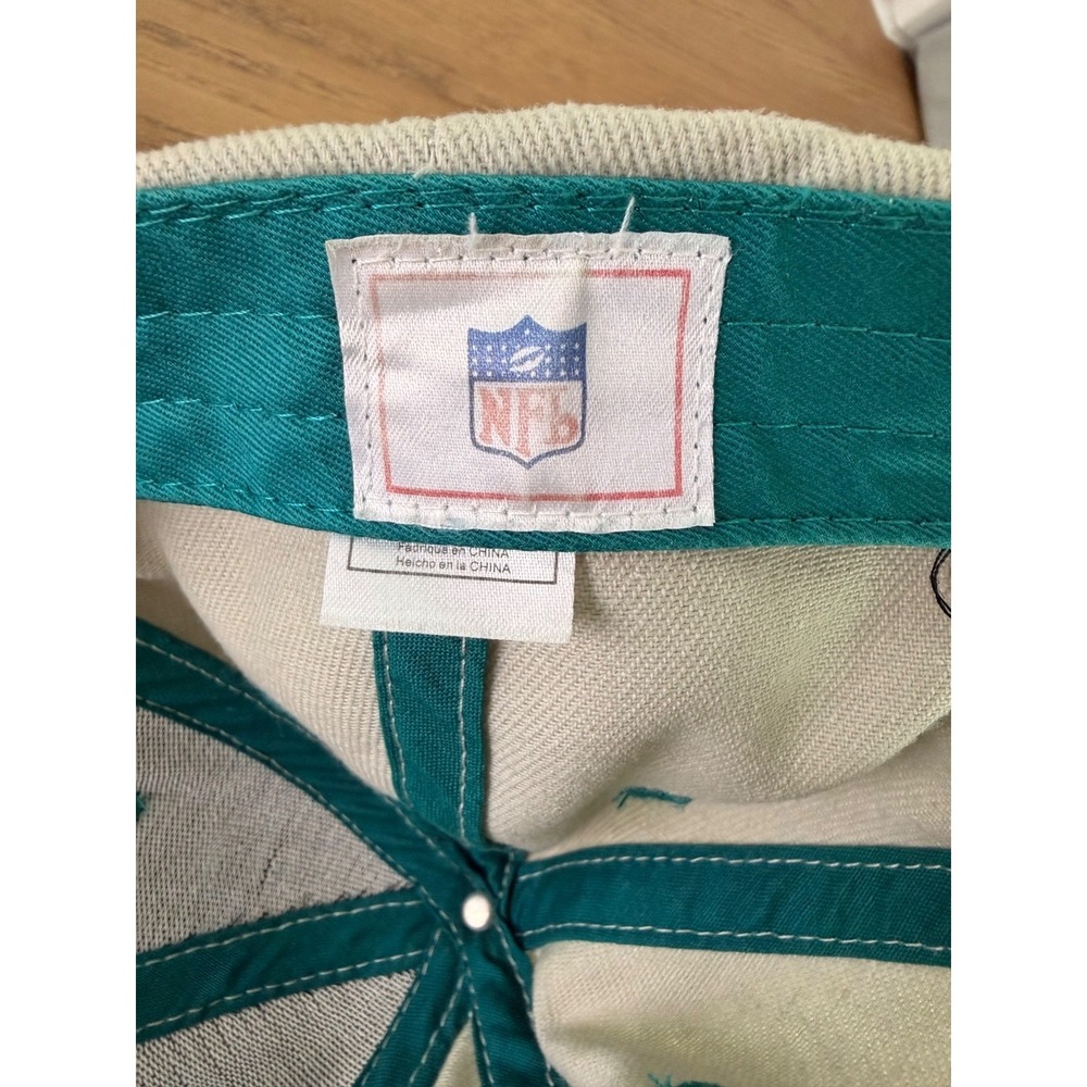 Miami Dolphins 90's Genuine NFL Hat Adjustable Strap Vintage Cap Tan Dad Hat - Picture 3 of 5